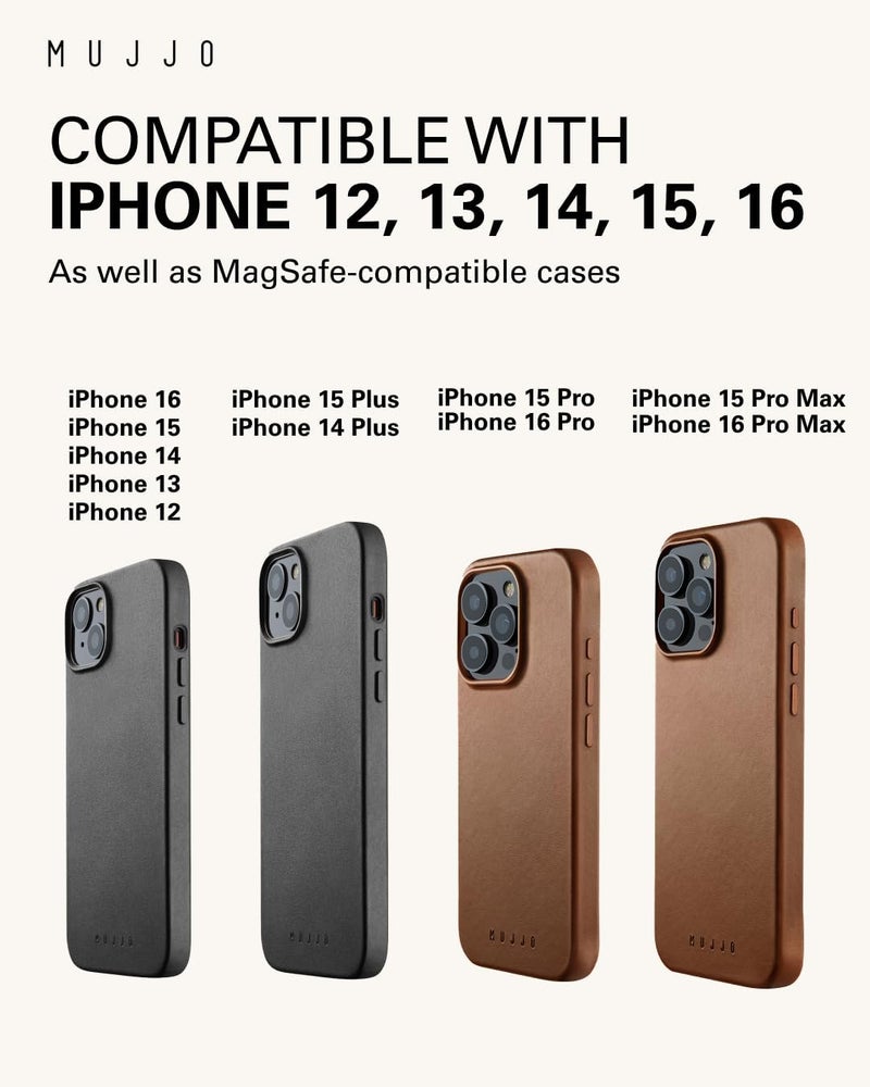 Mujjo Magsafe Compatible Leather Wallet Stand - Tan - Image 4